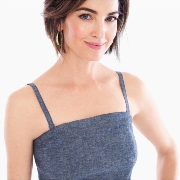 Chicos Black Label Denim Blue Twill Wide Leg Cropped Jumpsuit NEW - Picture 4 of 9